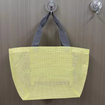 사용자 지정 로고 메시 가방 재사용 나일론 와이어 메시 쇼핑 토트 가방 메시 해변 가방