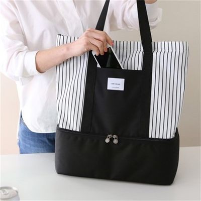 여성용  Mesh 투명 가방 두층 열 보존 음식 따뜻하게 유지 4 명