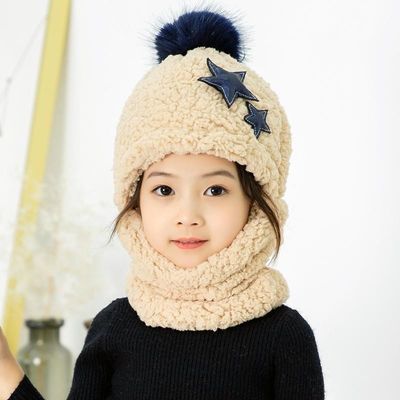 적용 가능한 장면 가을과 겨울 귀여운 어린이 만화 가족 여행용 스카프 모자