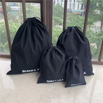 중형 흑색 무슬린 칼리코 캔버스 면화 드래싱 스트링 포지 가방 사용자 지정 로고