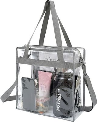 여성 쇼핑 동반자 맑은 PVC 토트 가방 Zipper 닫기 및 조정 가능한 스트랩
