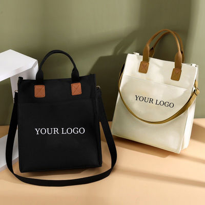 PU 손잡이 친환경 방수 laminated 캔버스 토트 쇼핑 가방 사용자 지정 로고