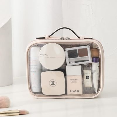 두 손잡이 투명 물 막 메이크업 가방 을 사용 하여 화장품 을 정리 하십시오