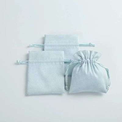 용납 OEM / ODM 보석 조직을위한 사용자 정의 밝은 푸른 벨벳 드래그링 가방