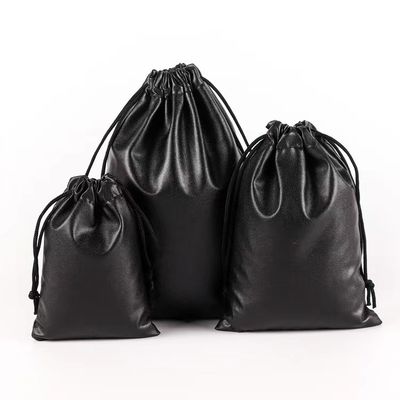 보석 및 선물 포장용 맞춤형 로고 PU 가죽 방수 드래그 스트링 가방