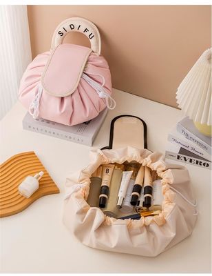 사용자 지정 로고 디자인 PVC 메이크업 가방 단단한 패턴 타입 드래그 스트링 화장품 여행 가방
