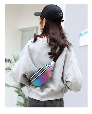 성별 중립 레이저 PU 허리 가방 여성 및 소녀용 허리 가방