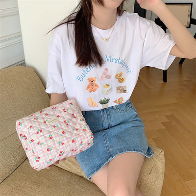 커스텀 쿼티드 면화 메이크업 가방