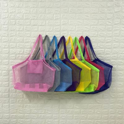 최신 패션 스타일 아이 들 모래 멀리 폴더블 해변 토트 가방 장난감 저장 매시 가방