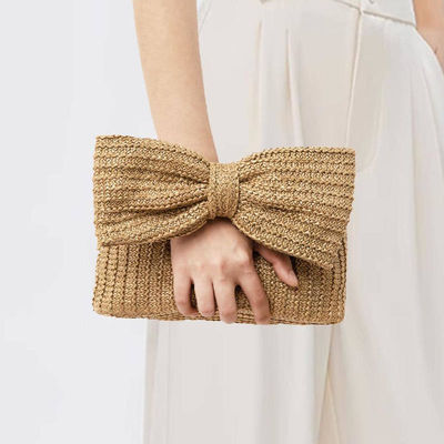 쇼핑 가방 맞춤형 여성 Bow Straw Woven Beach Raffia 클러치 핸드백 Casual Tote