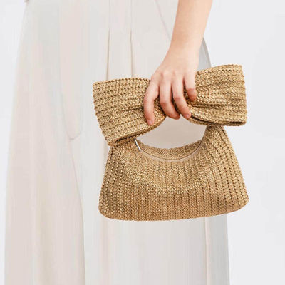 쇼핑 가방 맞춤형 여성 Bow Straw Woven Beach Raffia 클러치 핸드백 Casual Tote