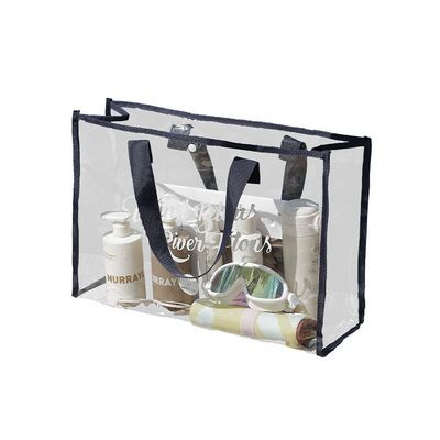 두꺼운 솜 손잡이 맞춤형 투명 분홍색 PVC 토트 가방