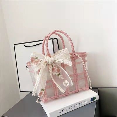 폴리에스테르 라인 PVC 직물 토트 젤리 가방 여자 선물 및 결혼식 이상적인 선택