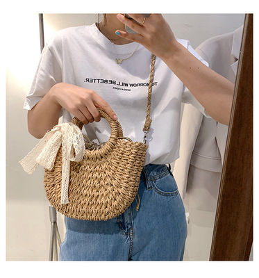 오픈 클로저 여름 해변 라탄 어깨 바구니 빨대 가방에 맞춤형 토트 가방