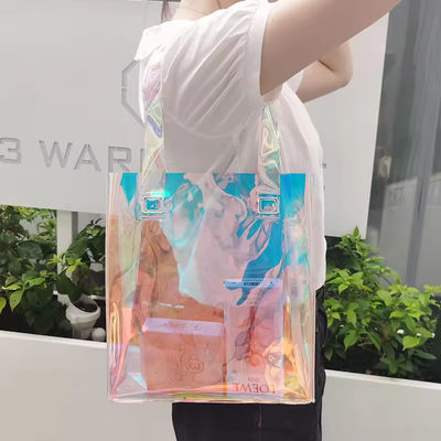 모든 계절 맞춤 로고 방수 홀로그램 레이저 아이리즈 센트 PVC 선물 쇼핑 어깨 토트 가방