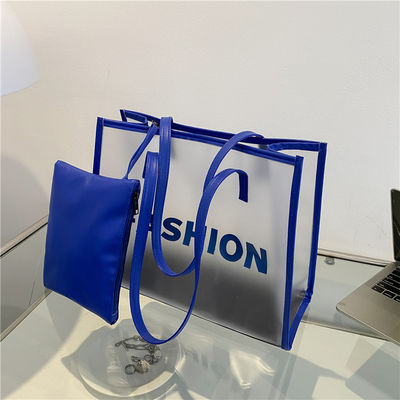 로고 사용자 정의 로고 패션 투명한 제품 포장용 PVC 토트 쇼핑 가방