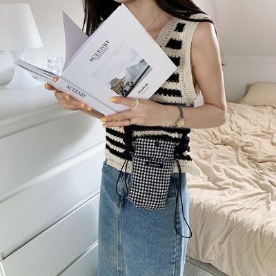 OEM/ODM 용납형 작은 정사각형 격자형 미니 휴대전화 크로스보디 가방 캔버스