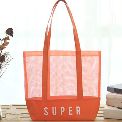 폴리에스테르 주 재료 사용자 정의 초등 대형 개인화된 해변  Mesh 토트 가방