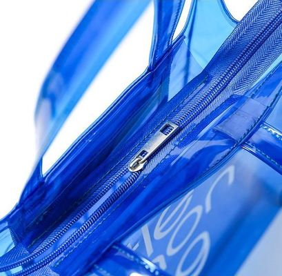 케이스 포함된 사용자 지정 로고 맑은 투명한 PVC 토트 가방 칩과 주머니