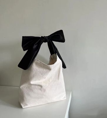 맞춤형 색상 고용량 한국 스타일 Bow Hobo Casual 귀여운 소녀 십대 여자 쇼핑 캔버스 가방