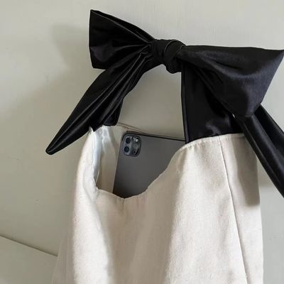 맞춤형 색상 고용량 한국 스타일 Bow Hobo Casual 귀여운 소녀 십대 여자 쇼핑 캔버스 가방