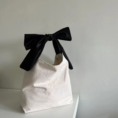맞춤형 색상 고용량 한국 스타일 Bow Hobo Casual 귀여운 소녀 십대 여자 쇼핑 캔버스 가방