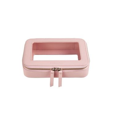 허용되는 OEM/ODM 및 솔리드 패턴 타입의 분홍색 가죽 화장품 가방