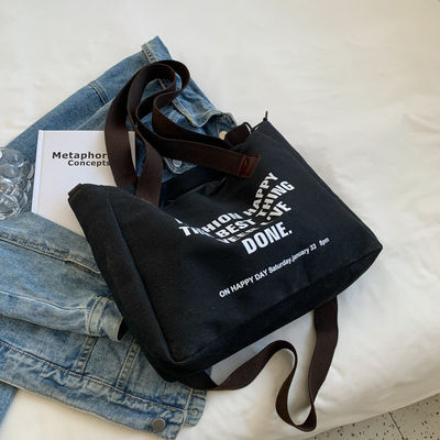 Custom Logo Letter Cotton Canvas Tote Bag With Polyester Lining and Large Capacity (대용량 폴리에스테르 배열과 함께 커튼 캔버스 토트 가방)