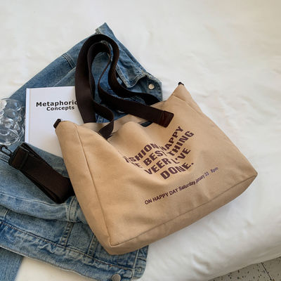 Custom Logo Letter Cotton Canvas Tote Bag With Polyester Lining and Large Capacity (대용량 폴리에스테르 배열과 함께 커튼 캔버스 토트 가방)