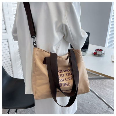 Custom Logo Letter Cotton Canvas Tote Bag With Polyester Lining and Large Capacity (대용량 폴리에스테르 배열과 함께 커튼 캔버스 토트 가방)