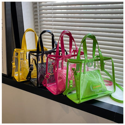 나일론 배열 허용 OEM/ODM 선명한 PVC 토트 컬러 핸들이 있는 쇼핑 가방