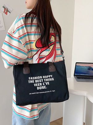 매일 학교 생활 편지 인쇄 여성용 면토 토트 가방 크로스 보디 캔버스 쇼핑 가방