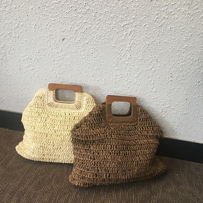 아무 것도 장식 라탄 토트 가방 여름 휴가용 휴대용 여성 빨대 핸드백