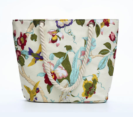 OEM/ODM 받아 들여질 수 있는 Custom Printed Logo와 Cotton Rope Handle와 함께 코튼 해변 가방