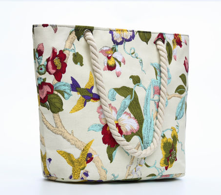 OEM/ODM 받아 들여질 수 있는 Custom Printed Logo와 Cotton Rope Handle와 함께 코튼 해변 가방