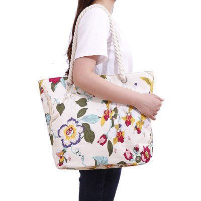 OEM/ODM 받아 들여질 수 있는 Custom Printed Logo와 Cotton Rope Handle와 함께 코튼 해변 가방