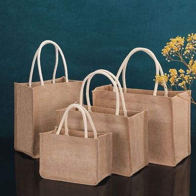 맞춤형 인쇄 로고와 가죽 손잡이가 있는 환경 친화적 인 유트 쇼핑 가방