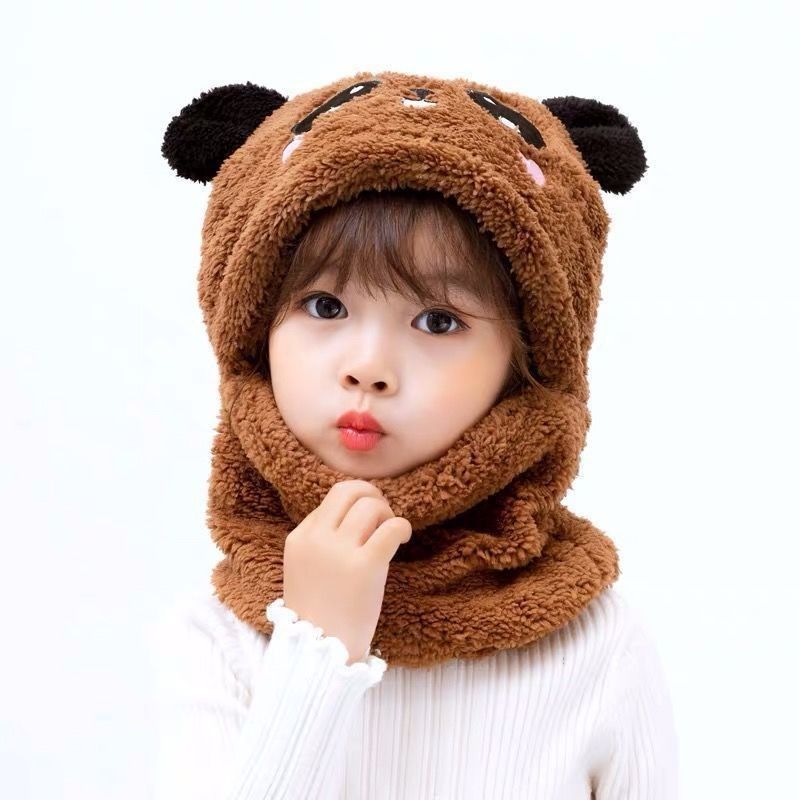적용 가능한 장면 가을과 겨울 귀여운 어린이 만화 가족 여행용 스카프 모자