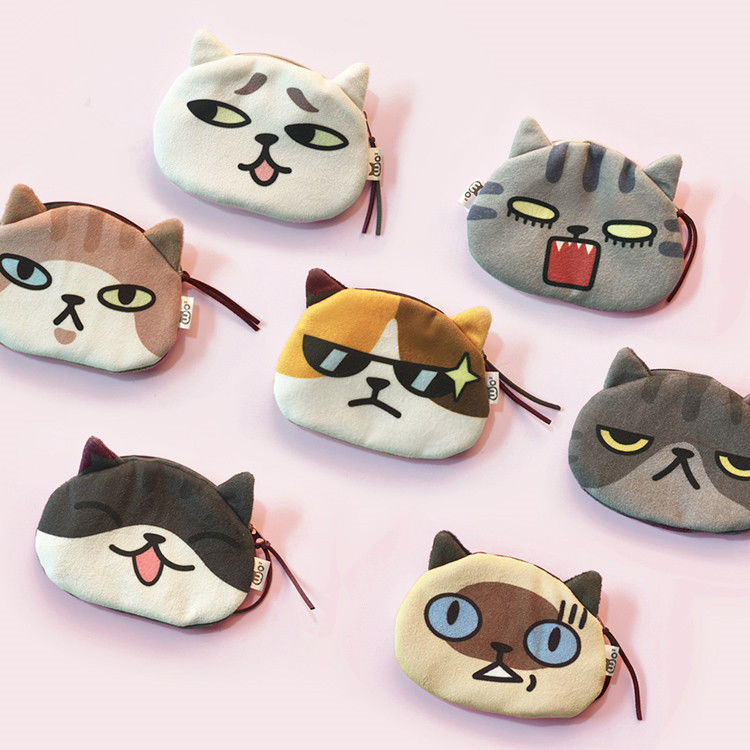 유니섹스 3D 고양이 동전 지갑 귀여운 미니 플러시 가방 작은 동물 모양 가방
