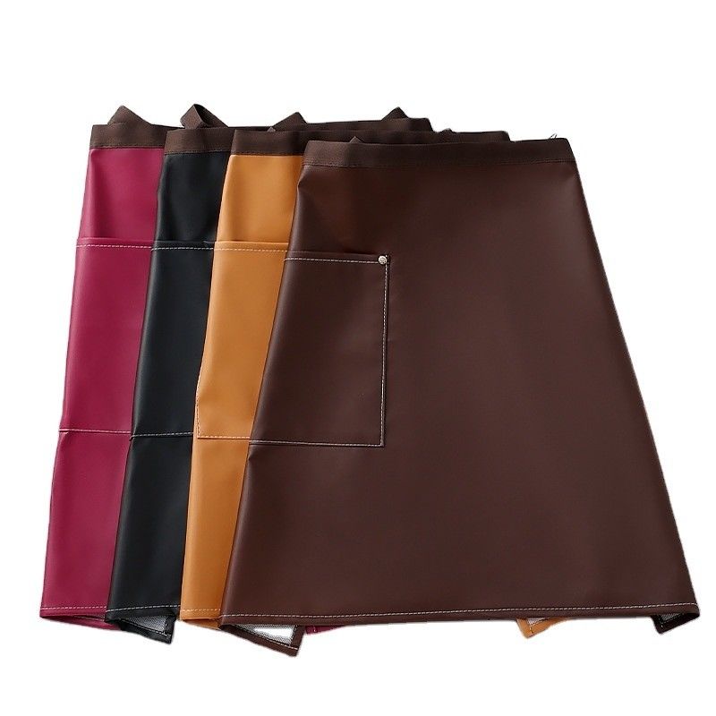 Custom Logo Printed Waxed PU Leather Half Apron for Baristas waitresses and bartenders 바리스타 웨어리스타 웨어리스타 웨어리스타 바텐더