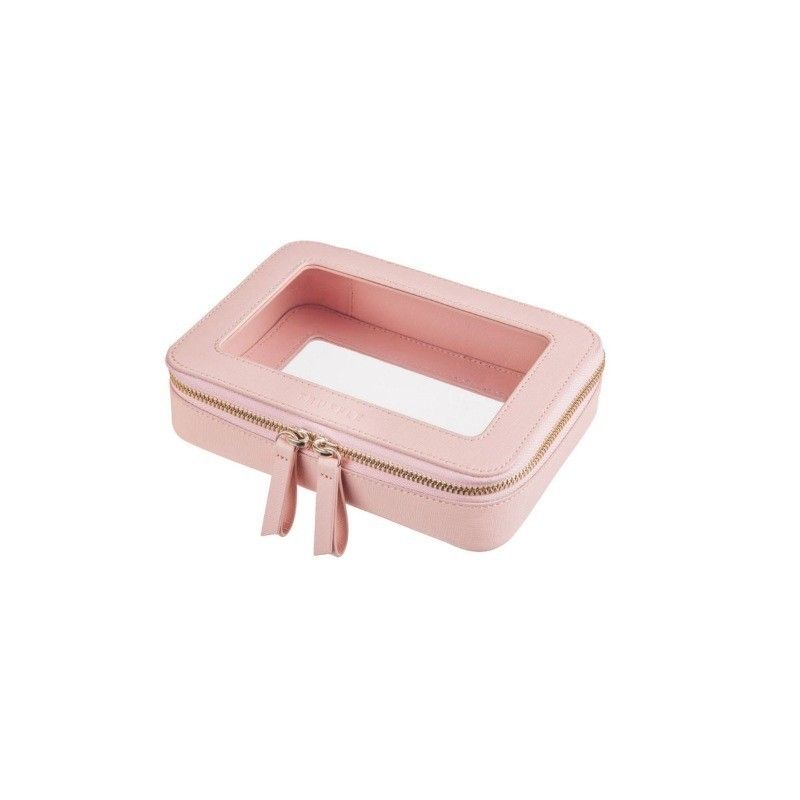 허용되는 OEM/ODM 및 솔리드 패턴 타입의 분홍색 가죽 화장품 가방