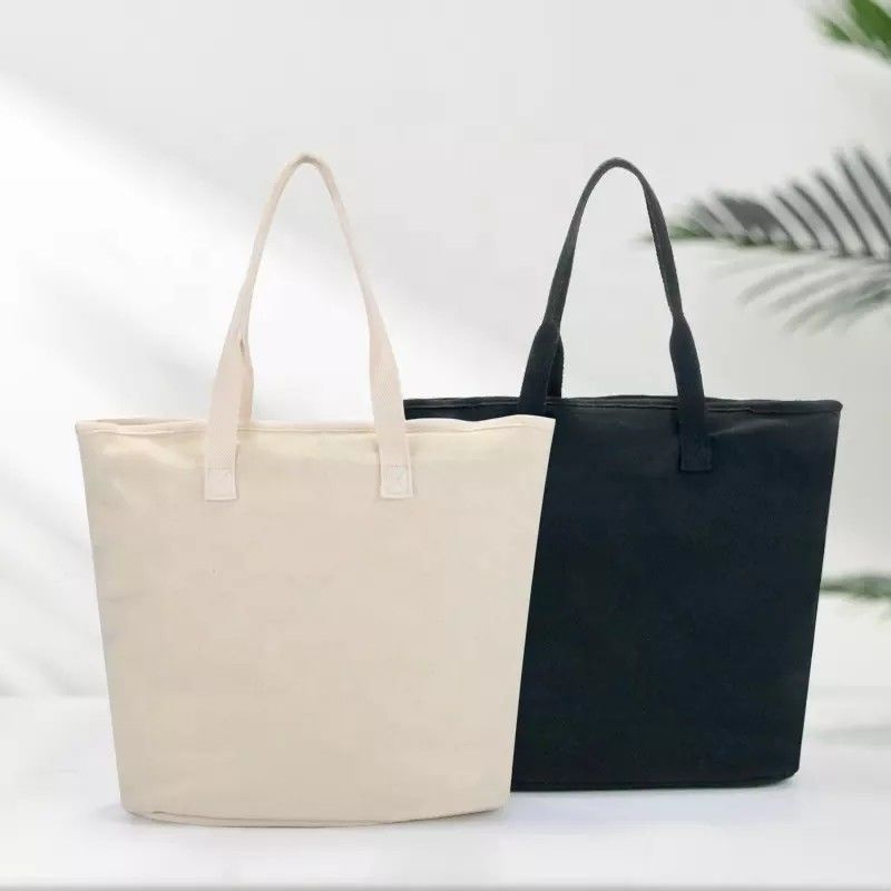 화이트 비치 쇼핑 토트 가방 목화 랩 핸들 및 사용자 지정 인쇄 로고