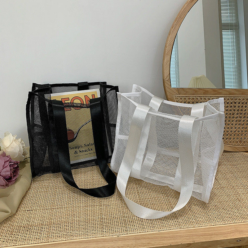 2022 맞춤형 패션 프린트 대형  Mesh Tote 가방 홀로 아웃 여자 해변 가방